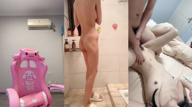 国产小美女全裸洗澡，回到卧室和男友啪啪做爱给男友打飞机女上位打桩