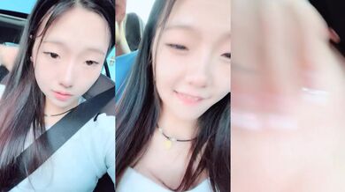 年轻嫩妹子户外驾车，停车后排座做爱，深喉口交无套操刮毛逼射在外阴上