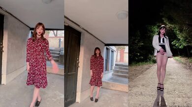 最美小名妖Ts-JIEUN，小文静裙子，户外露出，站着尿尿害羞羞~~