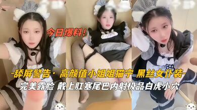 高颜值小姐姐猫宁黑丝女仆戴上肛塞尾巴内射