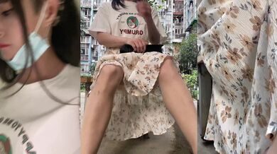 人气小妖CD甜甜，穿着裙子、不穿内裤，小区楼道，石板凳上刺激露出，撸飞仙女棒，好害怕呀同时又好兴奋！