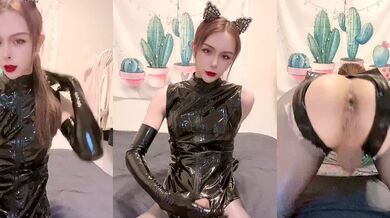 国产TS系列比女人还美的赵恩静黑皮衣慰菊自慰射好多