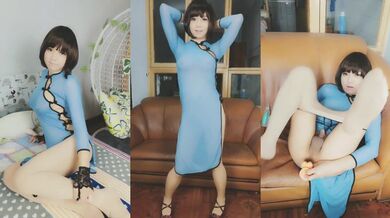 小萌妹CD小舞之旗袍自撸 电击棒玩弄龟头自慰棒插向菊花 双管齐下爽死啦，精液慢慢地溢出来，一副葛优躺！