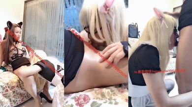 江苏极品小美妖TS善美 和闺蜜调教猫奴，过来舔姐姐的鸡巴 好吗