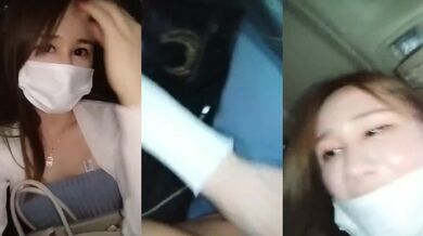 Ts娜娜公主 刚才去酒店叫的滴滴司机硬要摸我逼，怕被他摸到妖棒，只好让哥哥摸我的奶，叫声太骚，含住鸡巴没几下就射啦！