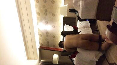 国产TS系列梓琳第4部 性感紧身黑皮衣露脸调教贱狗 被口交后再爆插怒射