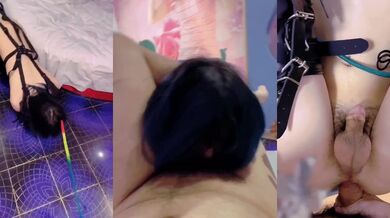 调教伪娘 摇摇狗屁股 来舔脚 啊啊被爸爸操死啦 手脚绑起 狗链加身 被大鸡吧无套爆菊花