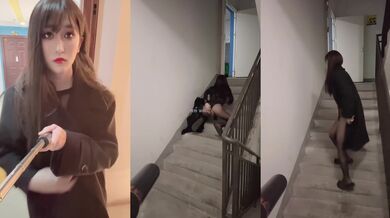可爱·高冷性感御姐 · Ts晓晓 · 灌肠楼梯露出，无限的刺激高潮！