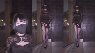 国产CD系列伪娘『曦曦』最新睡裙写字楼门口露出飞机自慰4K超清原版