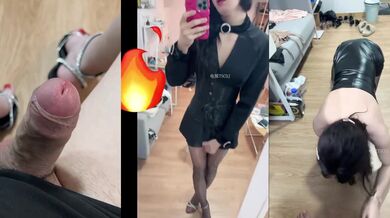 性感cd蜜酱：骚腿黑丝，自慰射精，180斤大老虎后入，要艹死妹妹了！