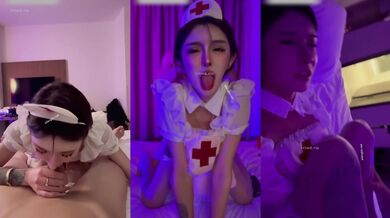 天津美妖Ts戴欣桐：主打一个科技与狠活，美女护士被操颜射！