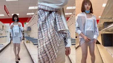 人妖圈内网红 CD小薰 ·大胆刺激、露出风格，穿着短裙就出发超市，除了买零食还要撸射一发！