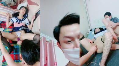 年轻小情侣喜欢玩群P，跳蛋刺激自慰，呻吟不止，被多男前后夹击狠狠操