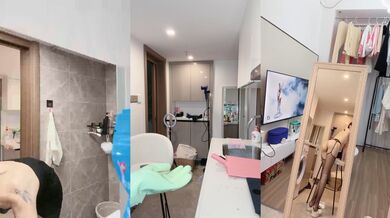 气质尤物性感女神！贤惠美女干完家务秀一波！吊带黑丝修长美腿，坐在椅子上插穴，翘起屁股掰穴给你看