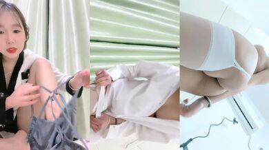 气质新人妹子，灰色吊带，跳蛋隔着内裤刺激，一下就出水了，全裸自慰特写超粉穴，紧致小蝴蝶很紧没有开过发