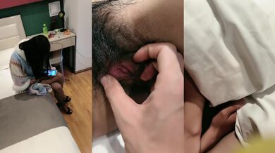 说是亲姐弟！酒店开房大战！黑色渔网袜，超浓密多毛骚逼，掰开用吊磨蹭，一顿操射的有点快，搞完摸骚穴