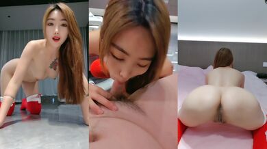 高颜值高挑车模提前过圣诞，圣诞袜子一穿展现一字马实力这身材没有一点赘肉，女上位展示鲍鱼